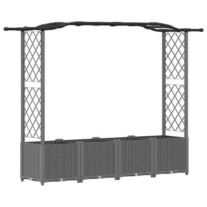vidaXL Raised Bed with Trellis and Roof Light Grey 204 x 40 x 141 cm