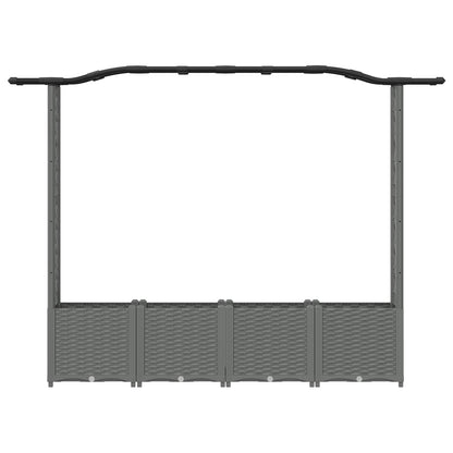 vidaXL Raised Bed with Trellis and Roof Light Grey 204 x 40 x 141 cm