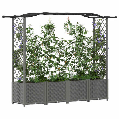 vidaXL Raised Bed with Trellis and Roof Light Grey 204 x 40 x 141 cm