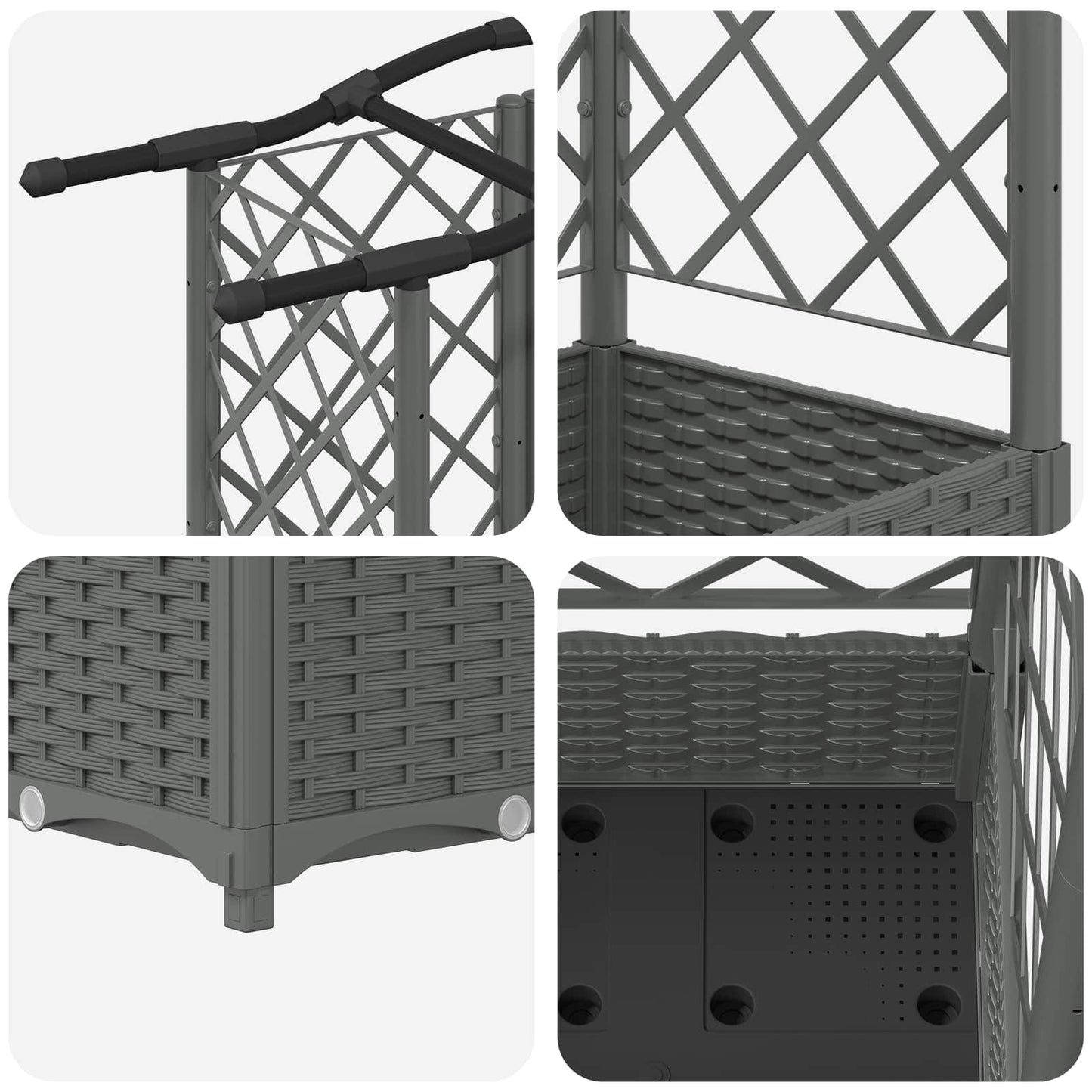 vidaXL Raised Bed with Trellis and Roof Light Grey 124 x 40 x 123 cm
