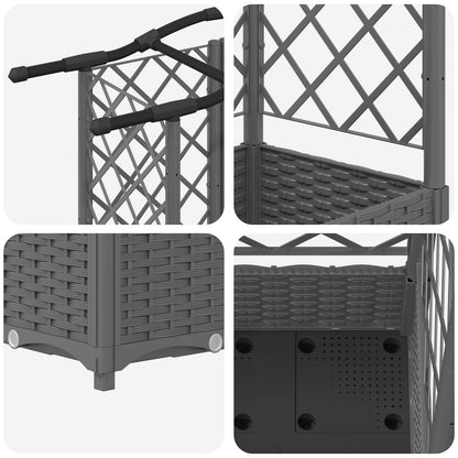 vidaXL Raised Bed with Trellis and Roof Light Grey 124 x 40 x 123 cm