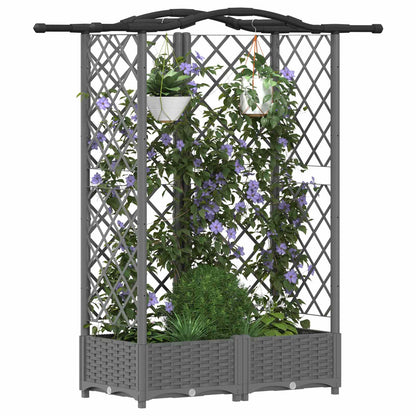 vidaXL Raised Bed with Trellis and Roof Light Grey 124 x 40 x 123 cm