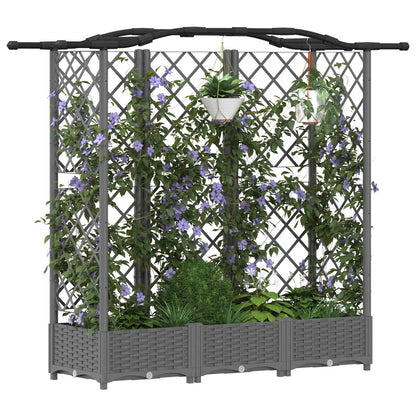 vidaXL Raised Bed with Trellis and Roof Light Grey 163 x 40 x 123 cm