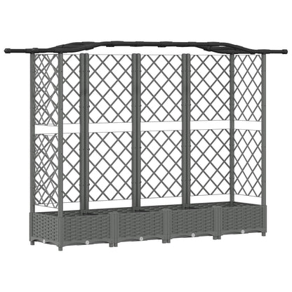 vidaXL Raised Bed with Trellis and Roof Light Grey 203.5 x 40 x 123 cm