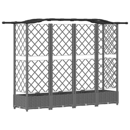 vidaXL Raised Bed with Trellis and Roof Light Grey 203.5 x 40 x 123 cm