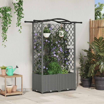 vidaXL Raised Bed with Trellis and Roof Light Grey 122 x 40 x 138 cm