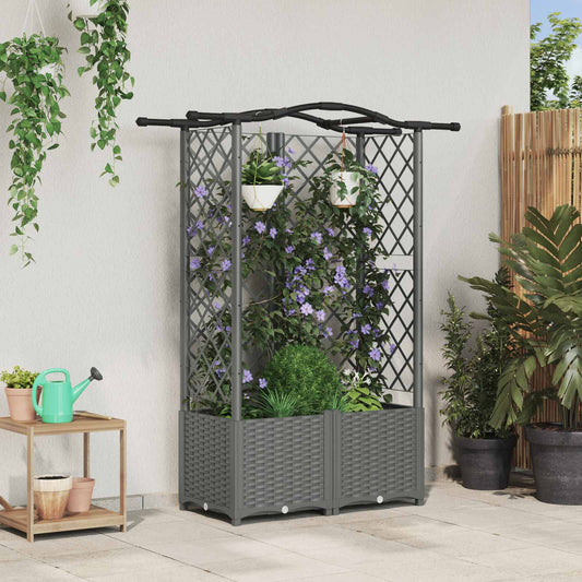 vidaXL Raised Bed with Trellis and Roof Light Grey 122 x 40 x 138 cm