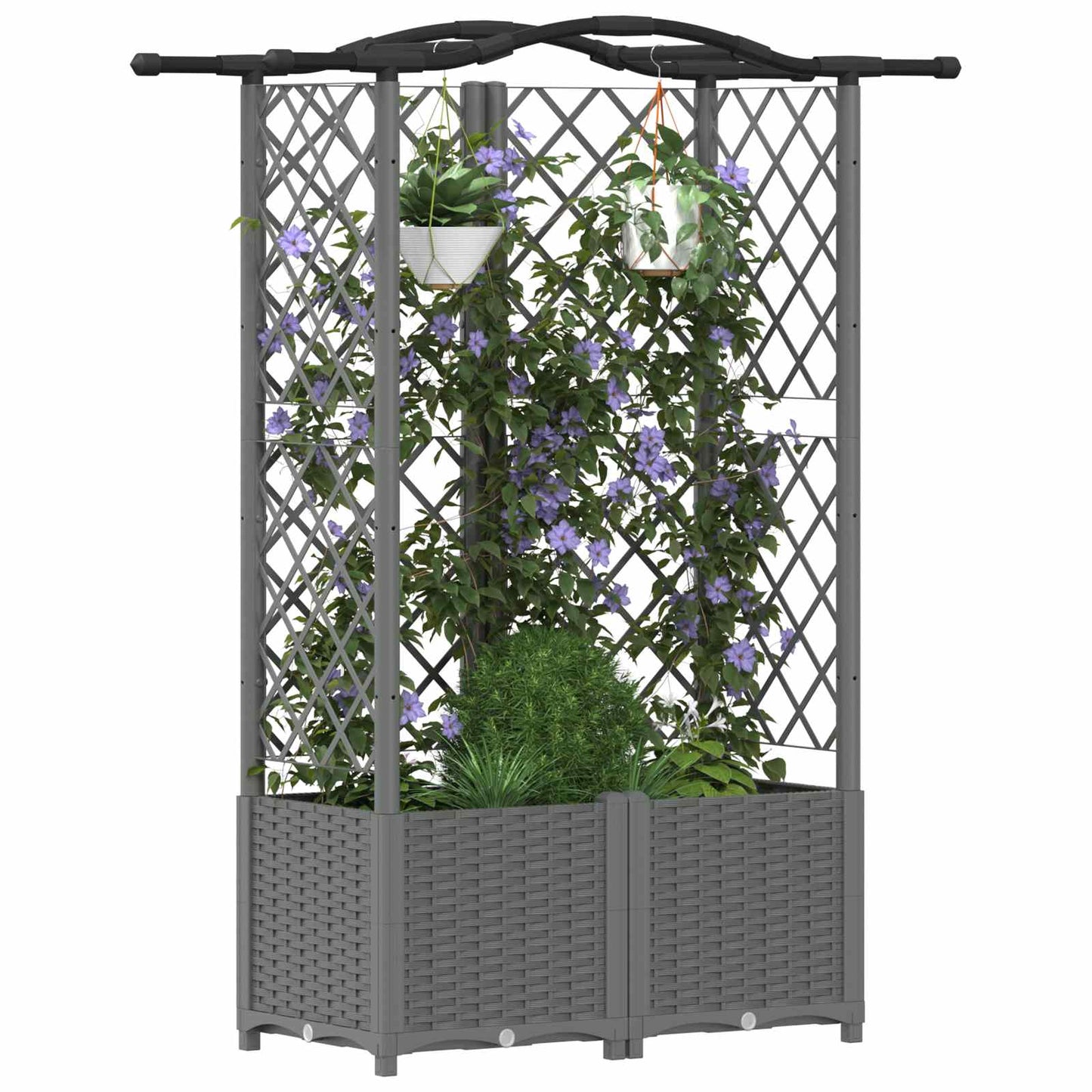 vidaXL Raised Bed with Trellis and Roof Light Grey 122 x 40 x 138 cm