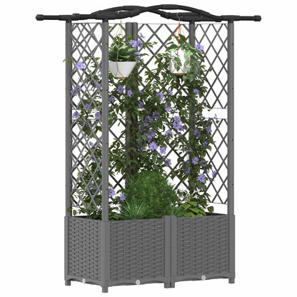 vidaXL Raised Bed with Trellis and Roof Light Grey 122 x 40 x 138 cm