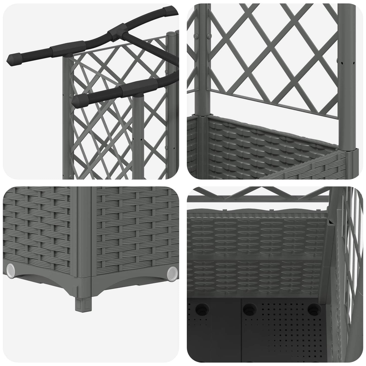 vidaXL Raised Bed with Trellis and Roof Light Grey 163 x 40 x 138 cm