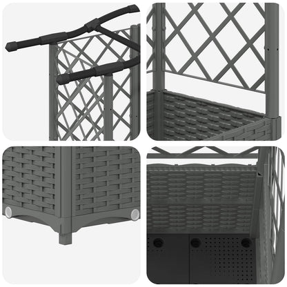 vidaXL Raised Bed with Trellis and Roof Light Grey 163 x 40 x 138 cm