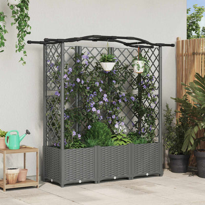 vidaXL Raised Bed with Trellis and Roof Light Grey 163 x 40 x 138 cm
