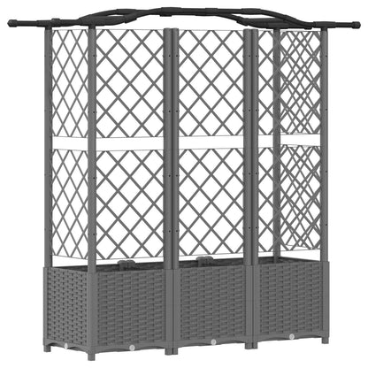vidaXL Raised Bed with Trellis and Roof Light Grey 163 x 40 x 138 cm
