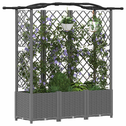 vidaXL Raised Bed with Trellis and Roof Light Grey 163 x 40 x 138 cm