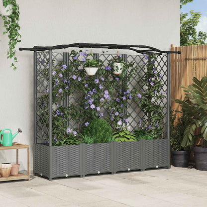 vidaXL Raised Bed with Trellis and Roof Light Grey 204 x 40 x 138 cm