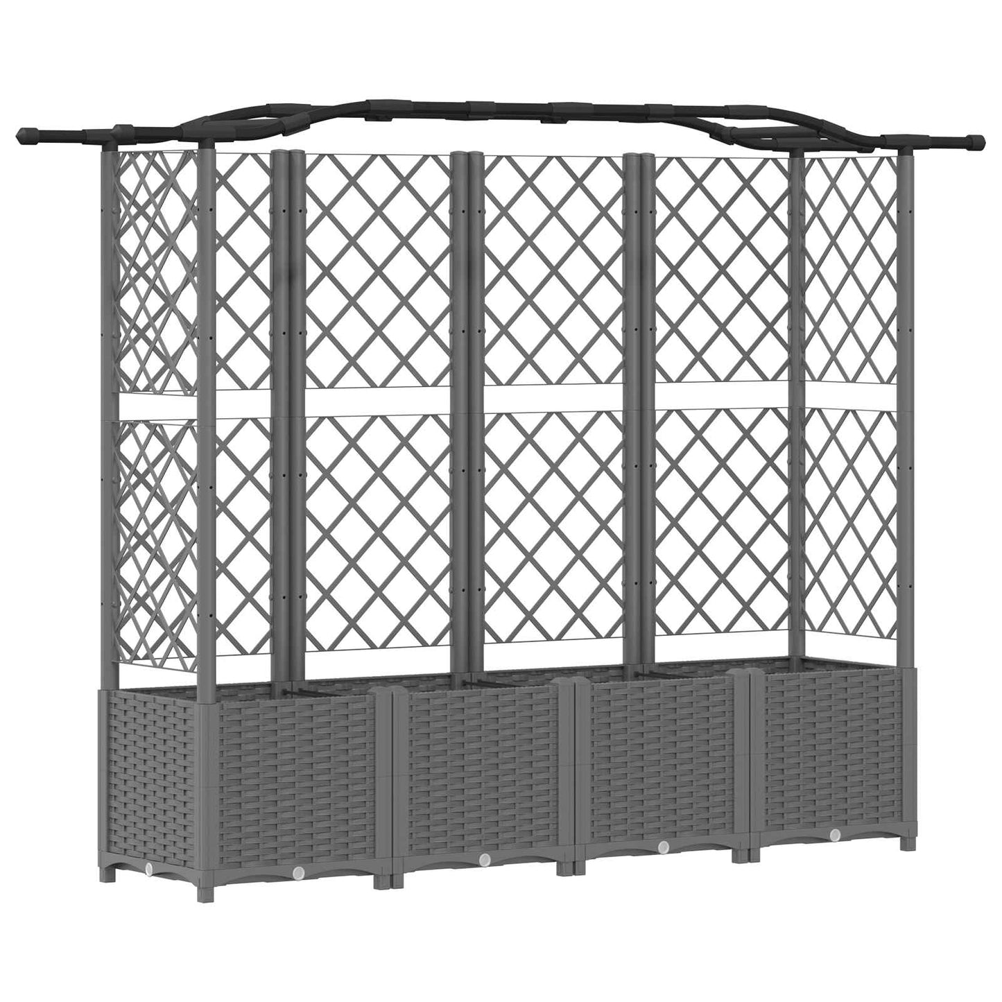 vidaXL Raised Bed with Trellis and Roof Light Grey 204 x 40 x 138 cm