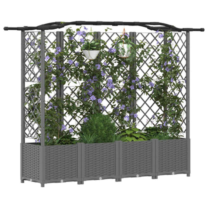 vidaXL Raised Bed with Trellis and Roof Light Grey 204 x 40 x 138 cm