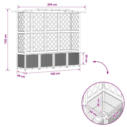 vidaXL Raised Bed with Trellis and Roof Light Grey 204 x 40 x 138 cm