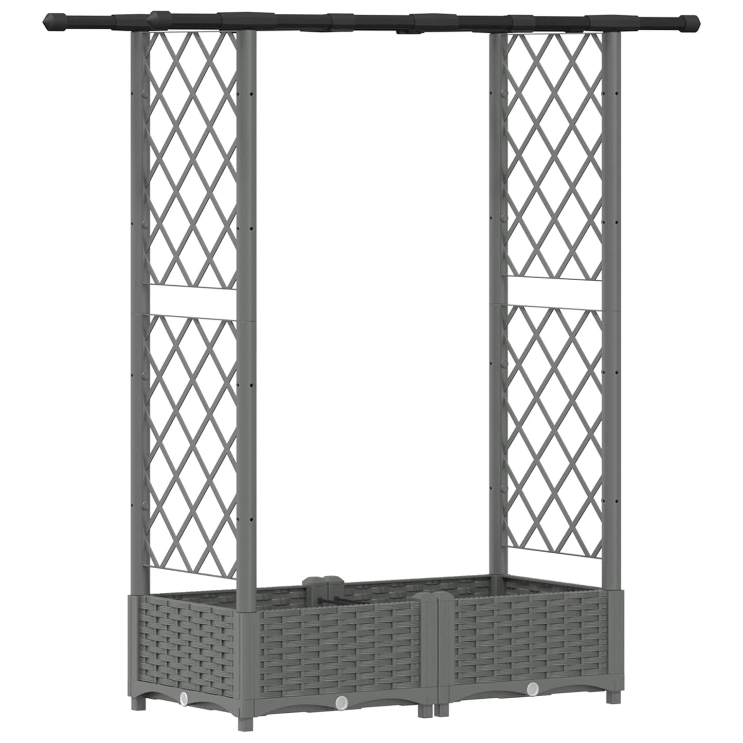 vidaXL Raised Bed with Trellis and Roof Light Grey 122.5 x 40 x 121 cm