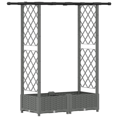 vidaXL Raised Bed with Trellis and Roof Light Grey 122.5 x 40 x 121 cm