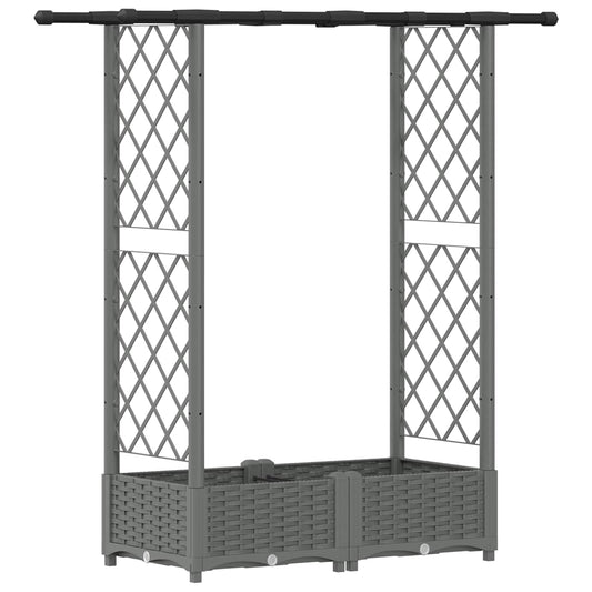 vidaXL Raised Bed with Trellis and Roof Light Grey 122.5 x 40 x 121 cm