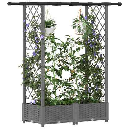vidaXL Raised Bed with Trellis and Roof Light Grey 122.5 x 40 x 121 cm