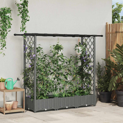 vidaXL Raised Bed with Trellis and Roof Light Grey 164 x 40 x 123 cm