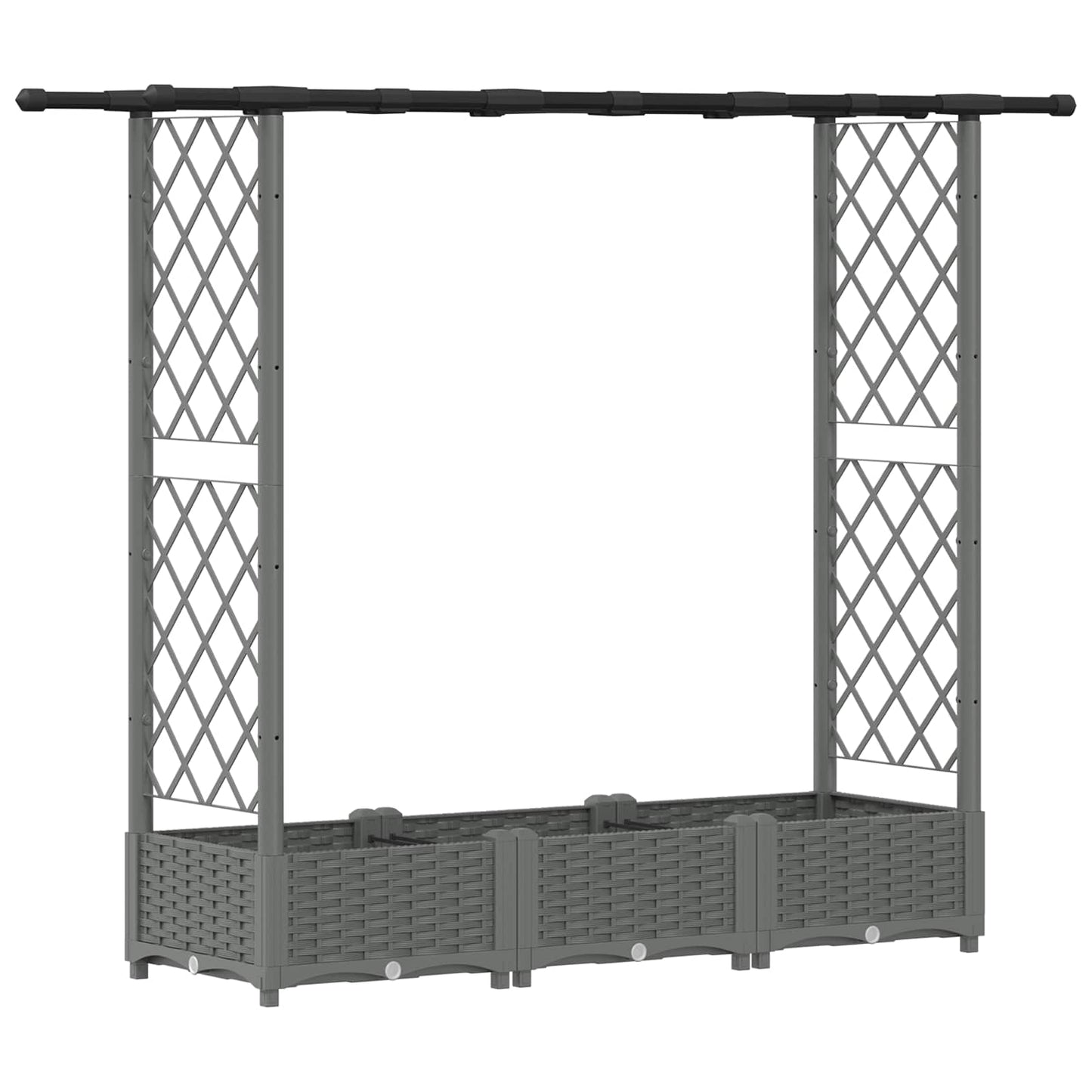 vidaXL Raised Bed with Trellis and Roof Light Grey 164 x 40 x 123 cm