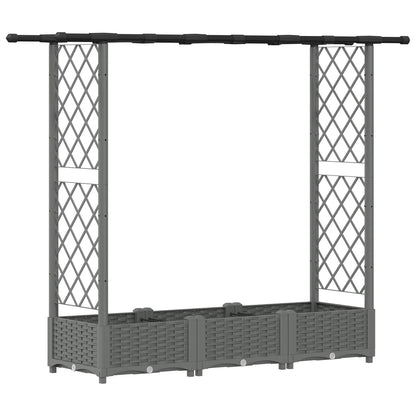 vidaXL Raised Bed with Trellis and Roof Light Grey 164 x 40 x 123 cm