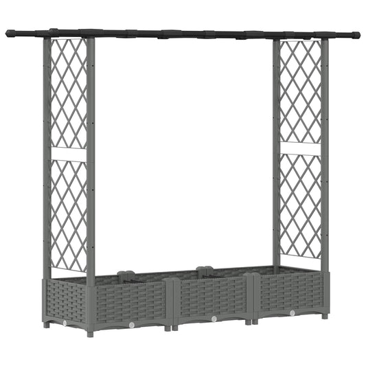 vidaXL Raised Bed with Trellis and Roof Light Grey 164 x 40 x 121 cm