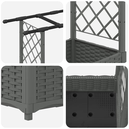 vidaXL Raised Bed with Trellis and Roof Light Grey 203 x 40 x 121 cm