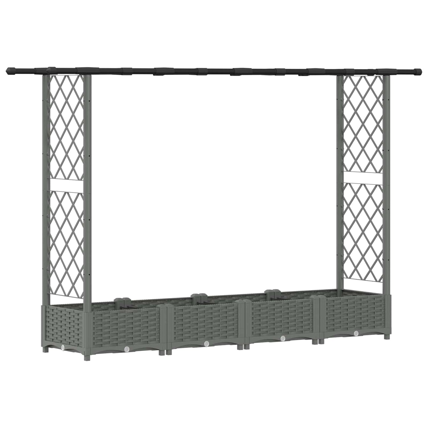 vidaXL Raised Bed with Trellis and Roof Light Grey 203 x 40 x 121 cm