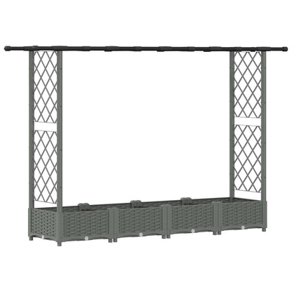 vidaXL Raised Bed with Trellis and Roof Light Grey 203 x 40 x 121 cm