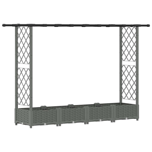 vidaXL Raised Bed with Trellis and Roof Light Grey 203 x 40 x 121 cm