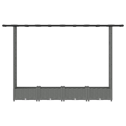 vidaXL Raised Bed with Trellis and Roof Light Grey 203 x 40 x 121 cm