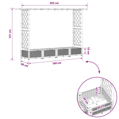 vidaXL Raised Bed with Trellis and Roof Light Grey 203 x 40 x 121 cm