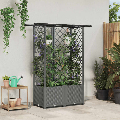 vidaXL Raised Bed with Trellis and Roof Light Grey 124.5 x 40 x 138 cm