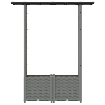 vidaXL Raised Bed with Trellis and Roof Light Grey 124.5 x 40 x 138 cm