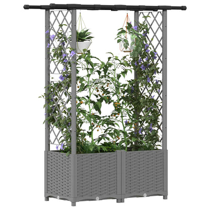 vidaXL Raised Bed with Trellis and Roof Light Grey 124.5 x 40 x 138 cm