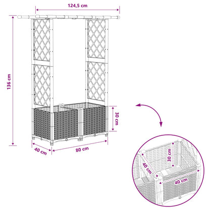 vidaXL Raised Bed with Trellis and Roof Light Grey 124.5 x 40 x 138 cm