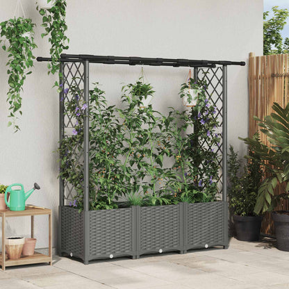 vidaXL Raised Bed with Trellis and Roof Light Grey 162.5 x 40 x 136 cm