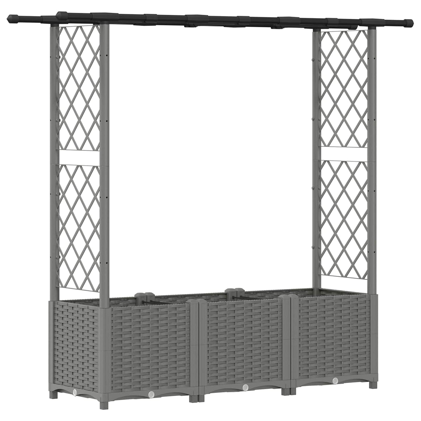 vidaXL Raised Bed with Trellis and Roof Light Grey 162.5 x 40 x 136 cm