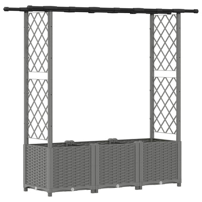 vidaXL Raised Bed with Trellis and Roof Light Grey 162.5 x 40 x 136 cm