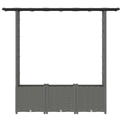 vidaXL Raised Bed with Trellis and Roof Light Grey 162.5 x 40 x 136 cm