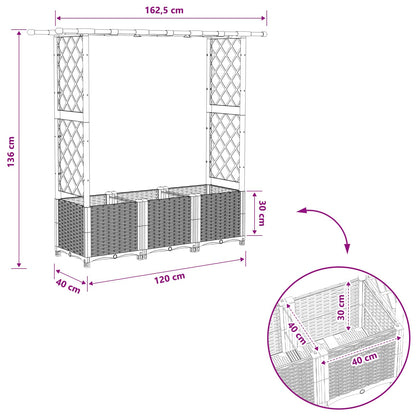 vidaXL Raised Bed with Trellis and Roof Light Grey 162.5 x 40 x 136 cm