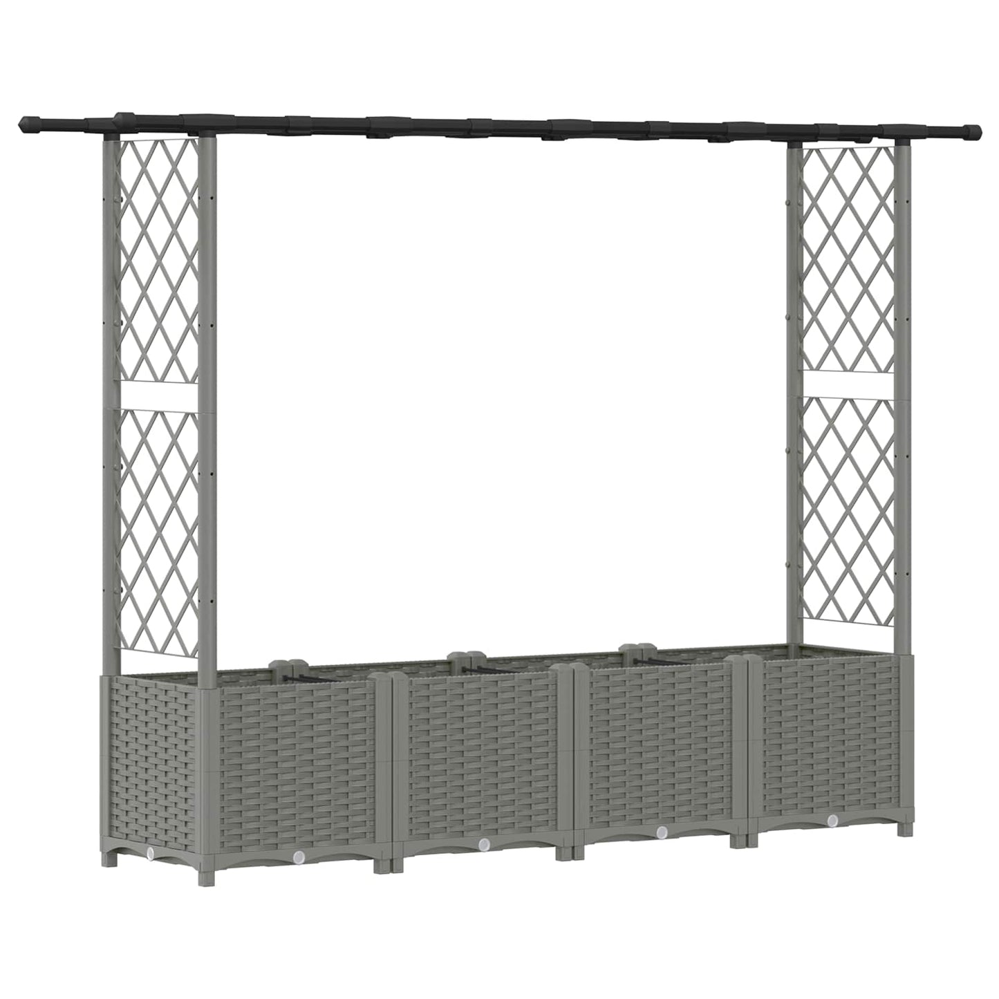 vidaXL Raised Bed with Trellis and Roof Light Grey 203 x 40 x 136 cm