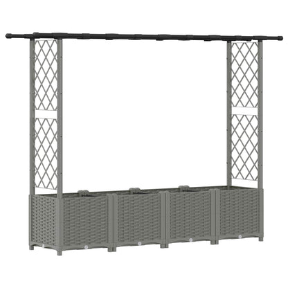 vidaXL Raised Bed with Trellis and Roof Light Grey 203 x 40 x 136 cm