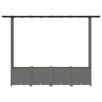 vidaXL Raised Bed with Trellis and Roof Light Grey 203 x 40 x 136 cm