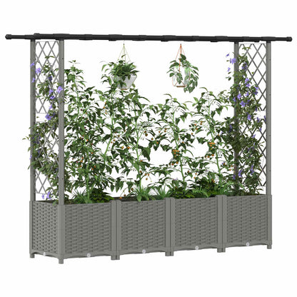 vidaXL Raised Bed with Trellis and Roof Light Grey 203 x 40 x 136 cm