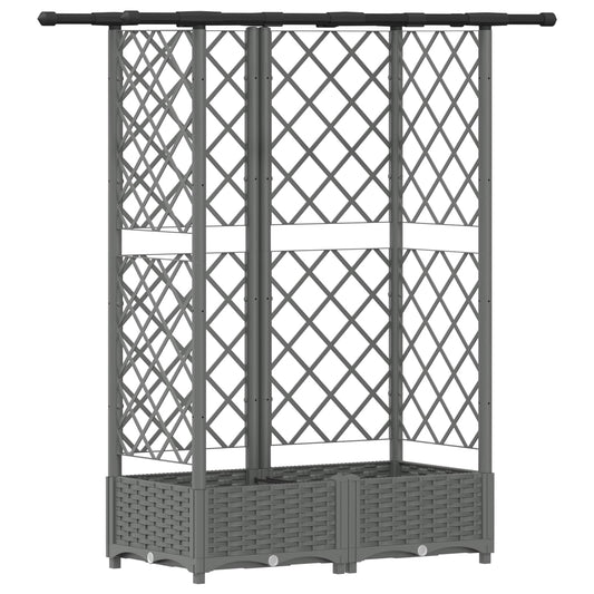 vidaXL Raised Bed with Trellis and Roof Light Grey 124 x 40 x 121 cm